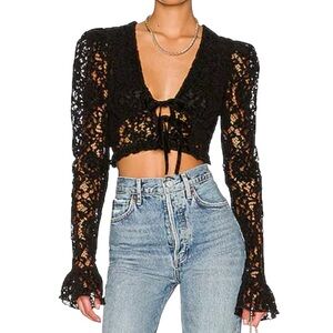 MAJORELLE Black Lace Crop Top